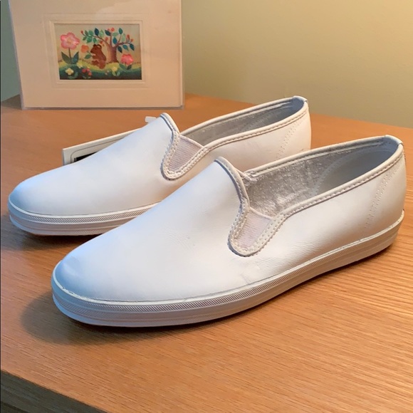 NWOB White Leather Keds Slip-ons